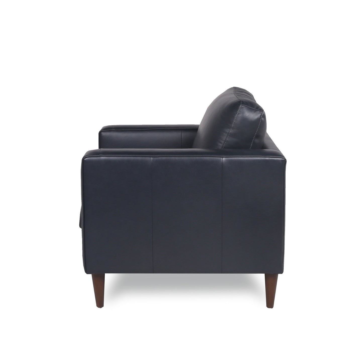 Mid-Century Tufted Leather Chair - Navy Blue