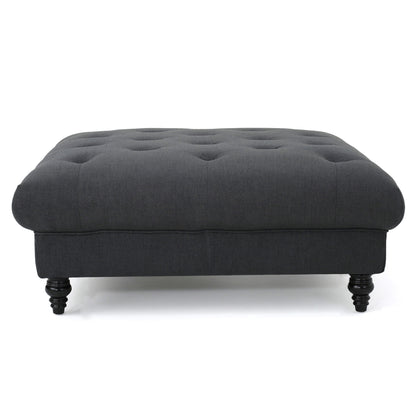 Madrid - Tufted Ottoman With Button Tufting And Turned Feet - Dark Gray