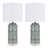 Casa - Contemporary Table Lamp (Set of 2) - Sage Green Crackle / Polished Nickel / White