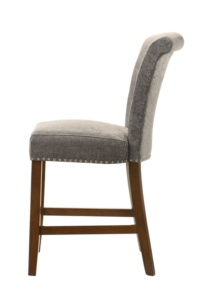 Auggie - Fabric Counter Height Chair With Nailhead Trim - Gray