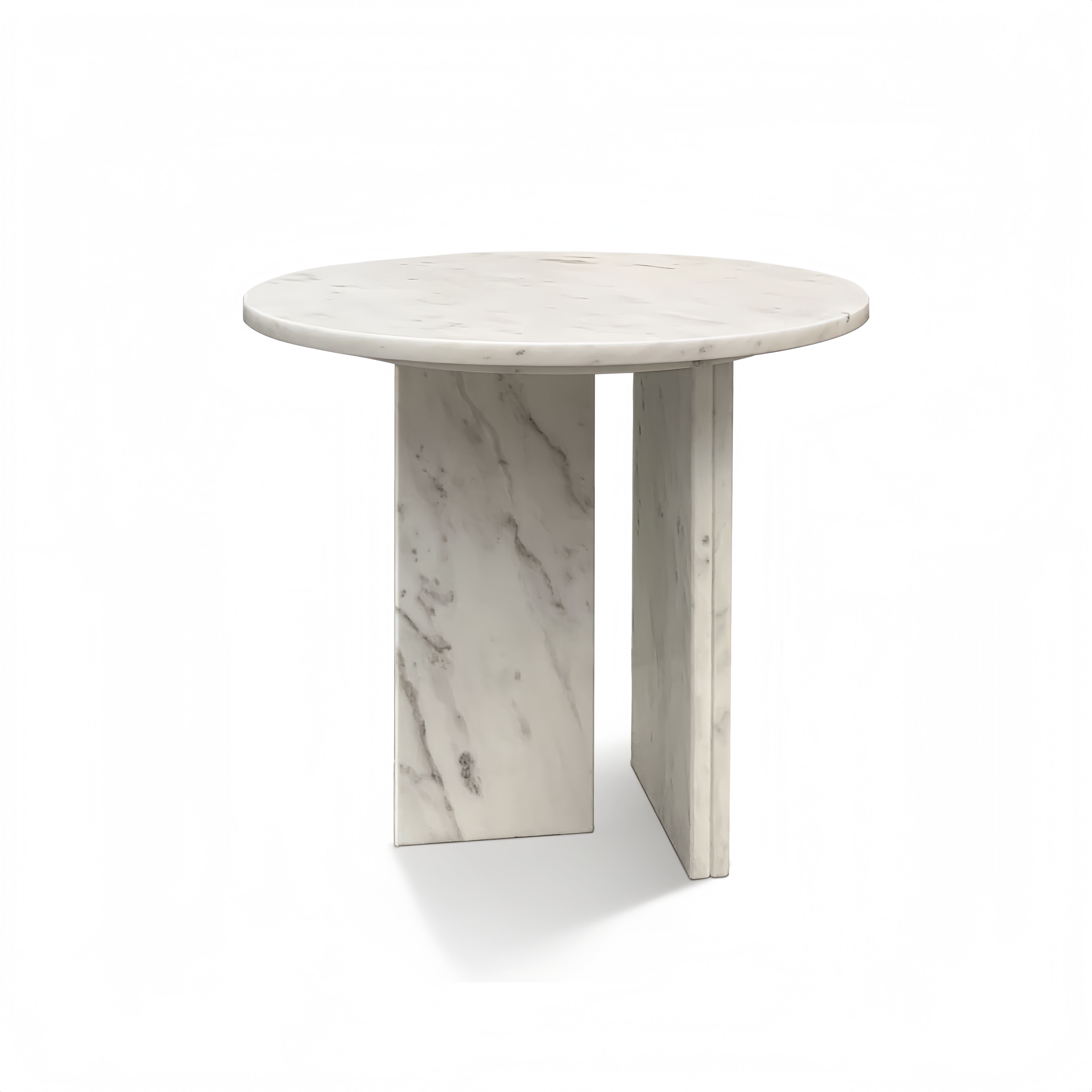 Natural Marble Coffee Table, Snow Mountain, Semi Polished Surface - White