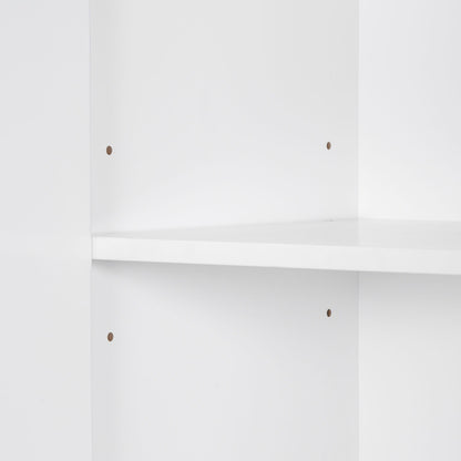 Modern Bathroom Storage Cabinet With 2 Laundry Baskets, 1 Drawer, Adjustable Shelf - White