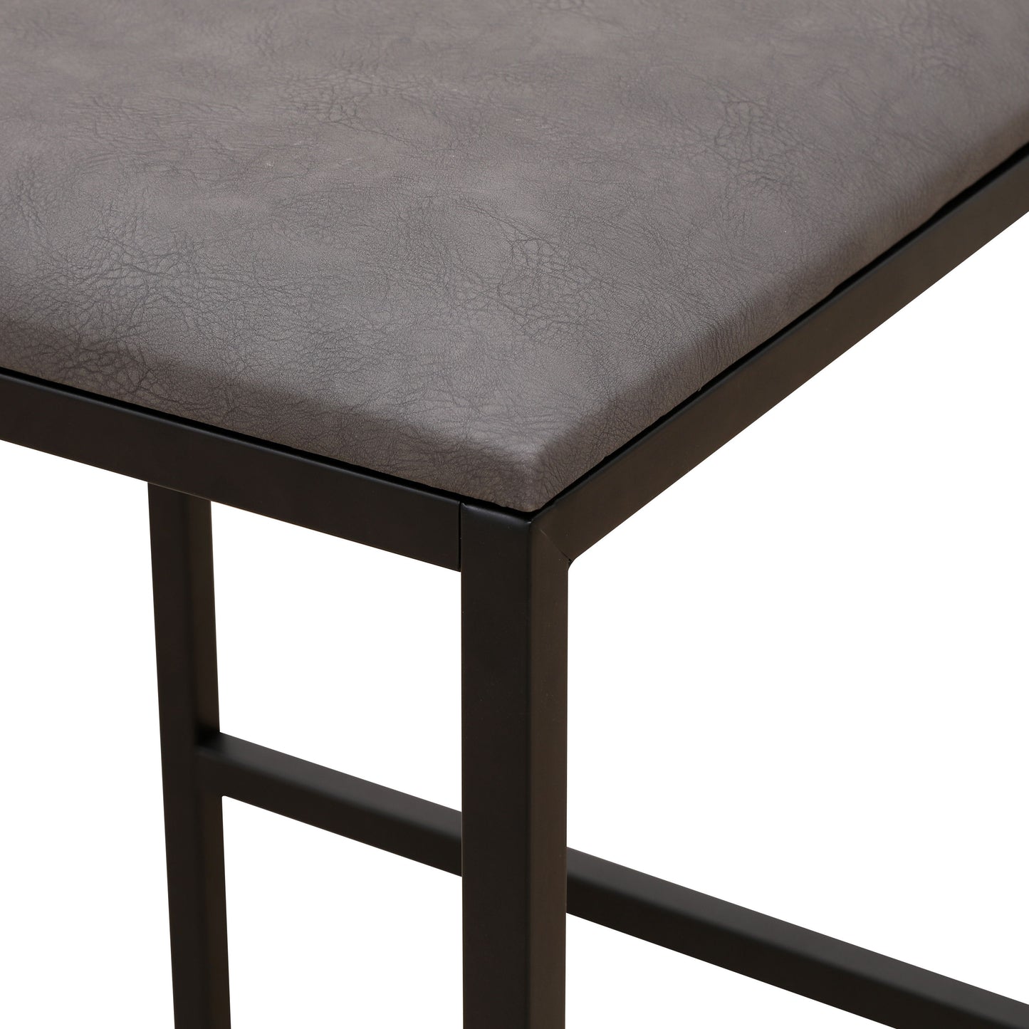 Modern Armless Metal Legs Kitchen Island Stools With Back Upholstered Chairs 2 Piece Set - Gray
