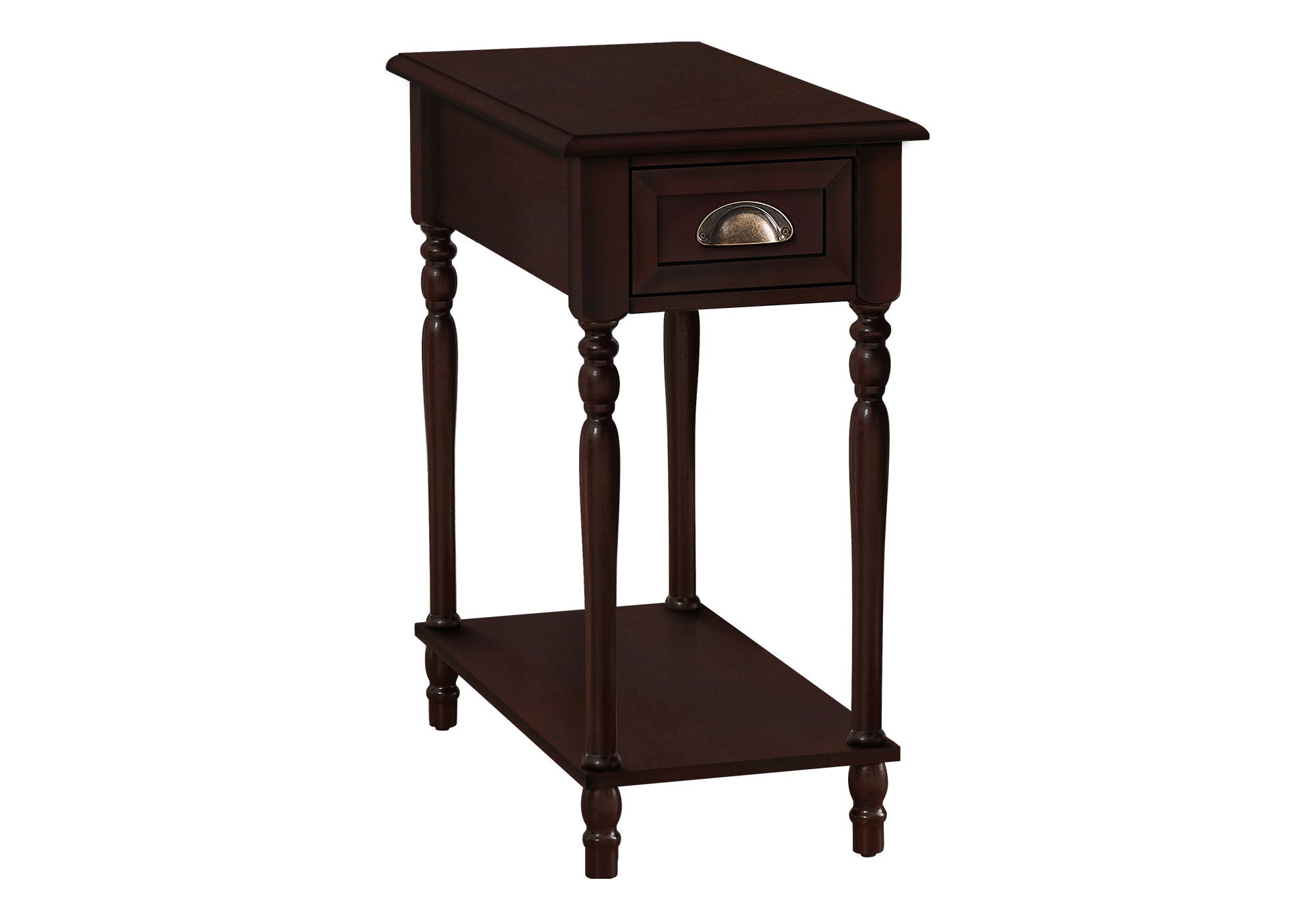 Accent Side Table, 2 Tier, Storage Drawer, Traditional - Cherry
