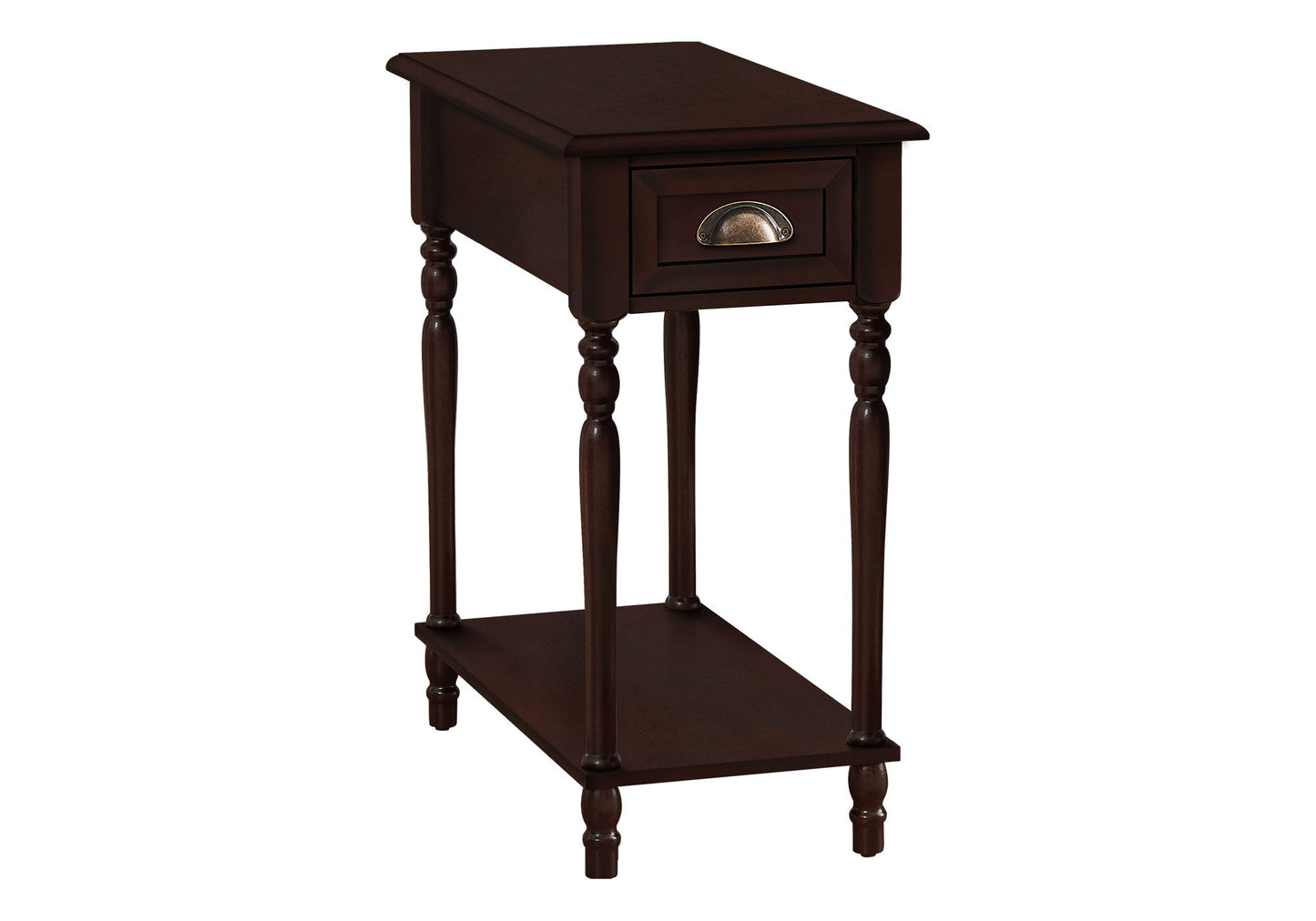 Accent Side Table, 2 Tier, Storage Drawer, Traditional - Cherry