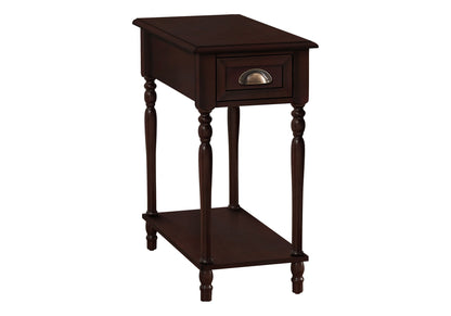 Accent Side Table, 2 Tier, Storage Drawer, Traditional - Cherry