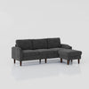 Convertible Combo Sofa, Sofa L Shaped, Sofa With Storage Cabinet Footstool, Living Room Sofa, Living Room 3 Seat Combo Sofa - Dark Gray