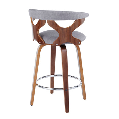 Gardenia - Mid-Century Modern Counter Stool (Set of 2) - Walnut / Light Gray