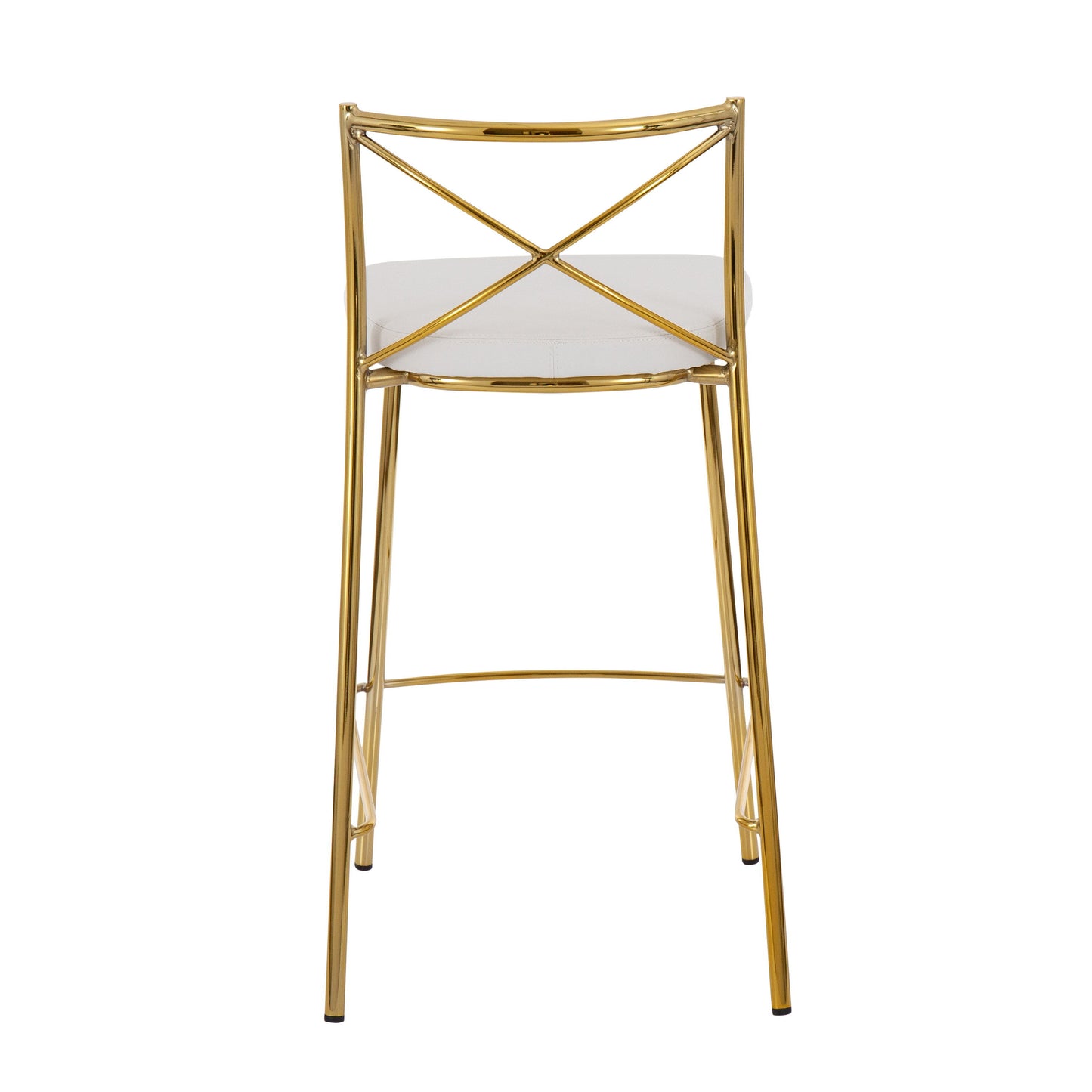 Modern Charlotte - Contemporary Fixed Height Counter Stool (Set of 2) - Gold / White