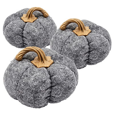 Pumpkin Ornament Decor For Holiday Harvest Festival Fall Festival & Thanksgiving (Set of 3) - Gray