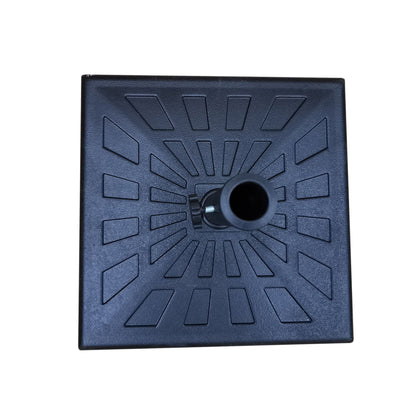 8.8' Outdoor Aluminum Patio Umbrella, Patio Umbrella, Market Umbrella With 42 Pound Square Resin Umbrella Base, Push Button Tilt And Crank Lift - Navy Blue
