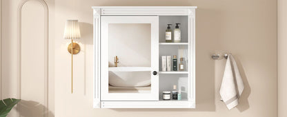 Bathroom Medicine Cabinet With Mirror, Wall Mounted Mirror Cabinet With Storage Organizer, Over The Toilet Storage White Storage Cabinet For Bathroom - White