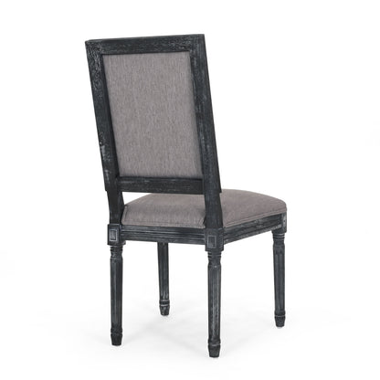 French Country Style Dining Chair Set With Upholstered Seats And Weathered - Gray