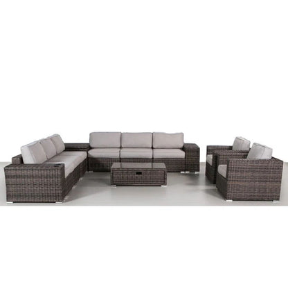 8 Person Outdoor Seating Group Elegant And Comfortable Conversation Set For Patios, Decks, Backyards - Espresso / Gray