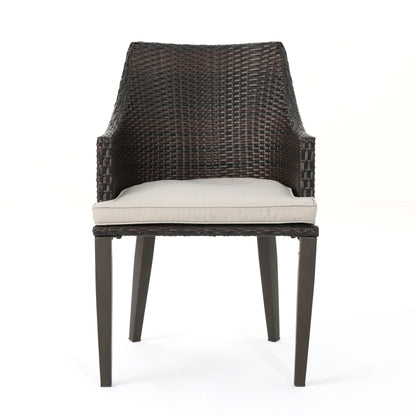 Hillhurst - Stylish Outdoor Chair Set With Cushions Rattan And Metal - Brown