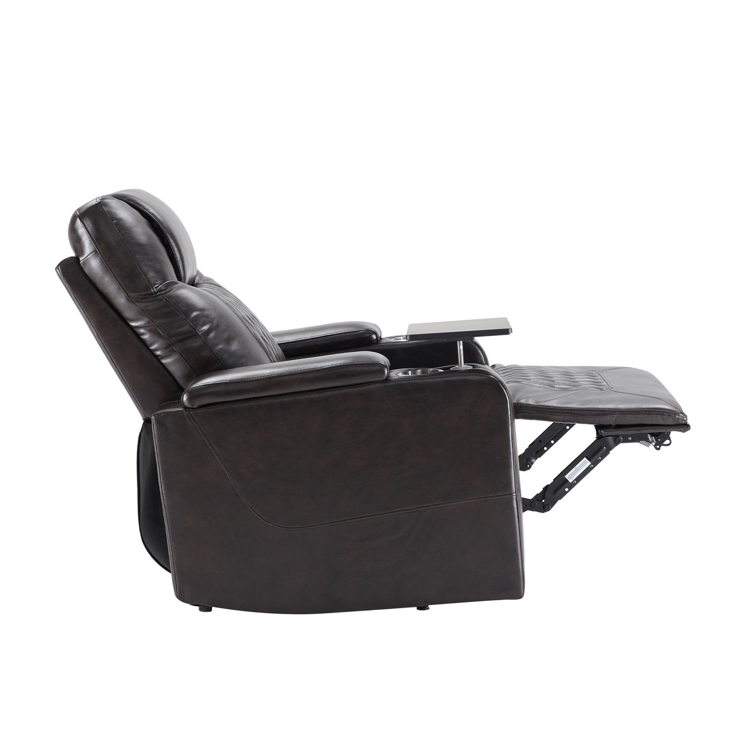 Power Motion Recliner With USB Charging Port And Hidden Arm Storage 2 Convenient Cup Holders Design And 360 Degree Swivel Tray Table - Black