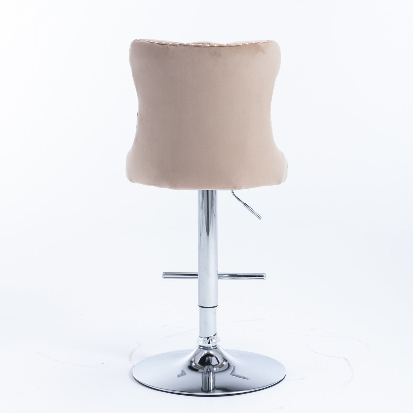 Swivel Velvet Barstools Adjusatble Seat Height From 25-33", Modern Upholstered Chrome Base Bar Stools With Backs Comfortable Tufted For Home Pub And Kitchen Island (Set of 2) - Khaki