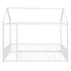 Full Size Bed House Bed Frame With Fence - White