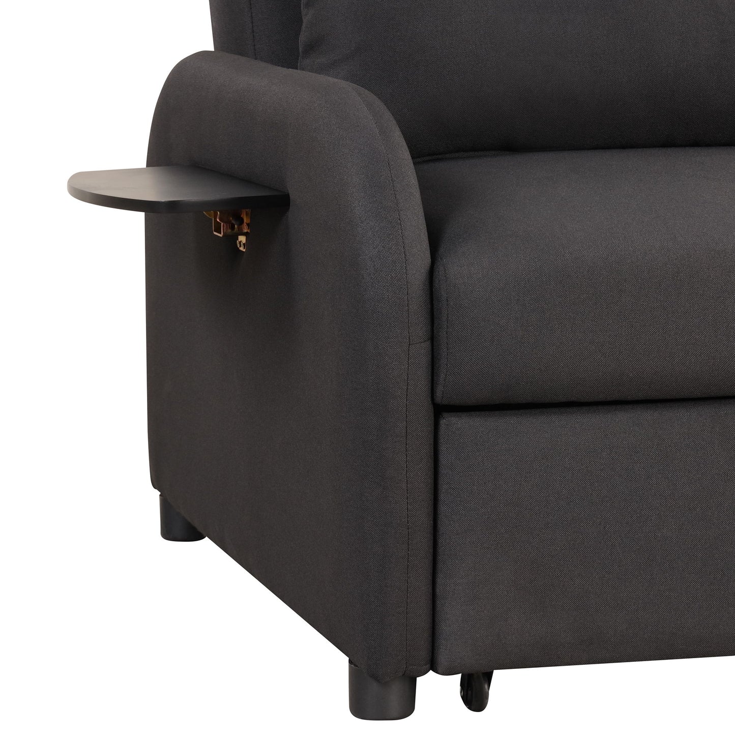3 In 1 Pull Out Sofa Sleeper With Wing Table And USB Charge - Black