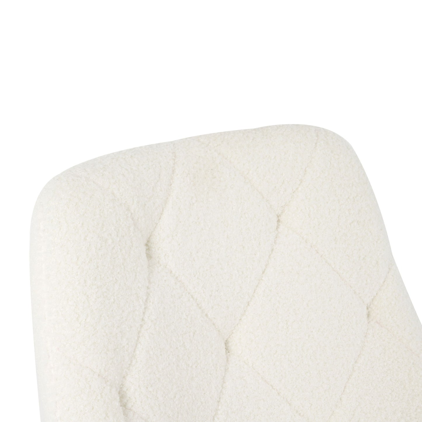 Modern Teddy Fleece Fabric Dining Chair With Chrome Legs, Soft And Comfortable - Beige