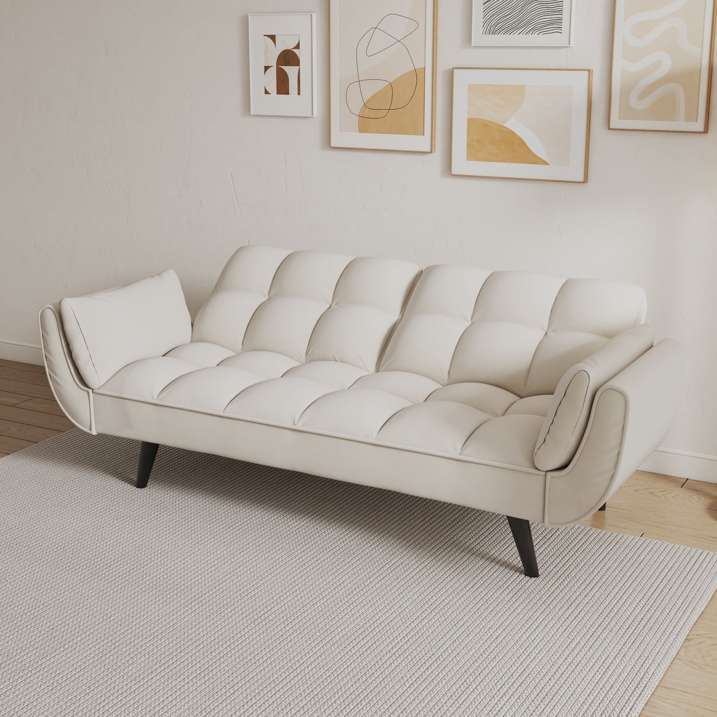 Sofa Soft Two Armrests Throw Pillow Pillow Comfortable Fit Apartment Bedroom Small Space - Beige