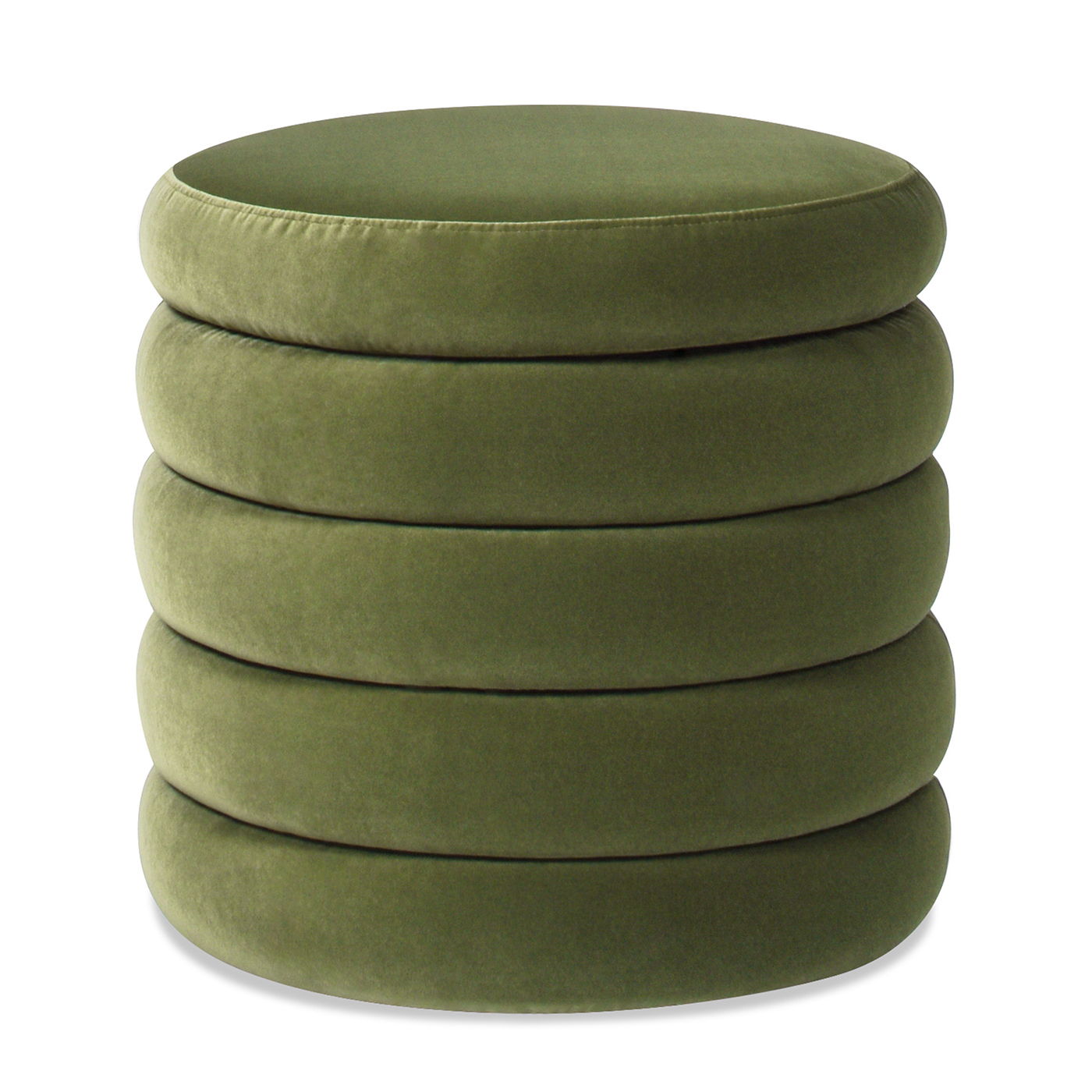 Fuji - Oversized Round Storage Ottoman - Olive Green