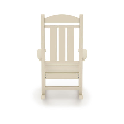 Traditional Porch Rocker Classic HDPE Poly Lumber For Porch, Patio, And Garden Comfort - Beige