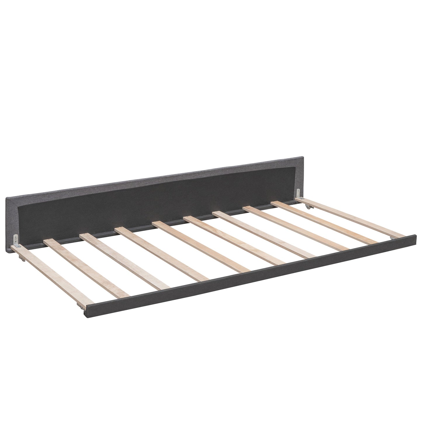 Queen Size Upholstered Platform Bed With 2 Drawers And 1 Twin Long Trundle - Dark Gray
