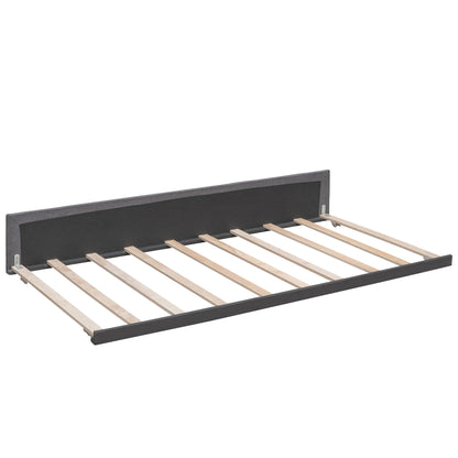 Queen Size Upholstered Platform Bed With 2 Drawers And 1 Twin Long Trundle - Dark Gray