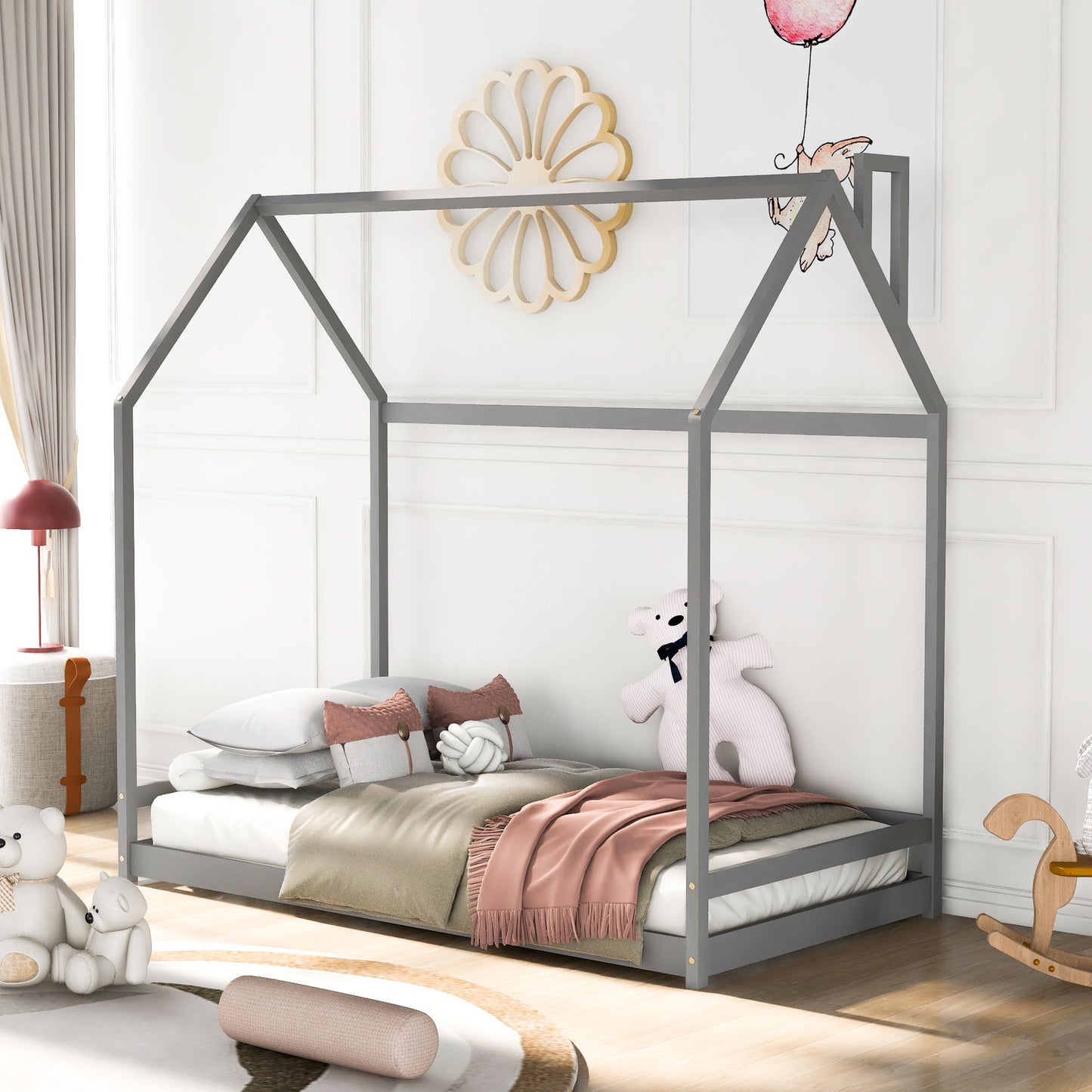 Twin Size Playhouse Bed - Gray
