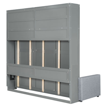Queen Size Murphy Wall Bed With Sofa - Gray