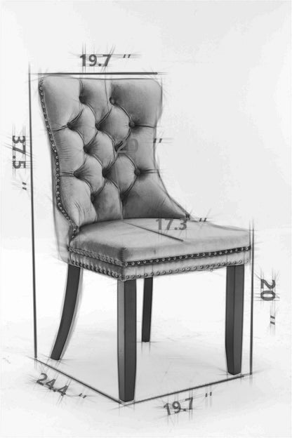 Nikki - Modern, High-End Tufted Solid Wood Contemporary Velvet Upholstered Dining Chair With Wood Legs Nailhead Trim (Set of 2) - Gold