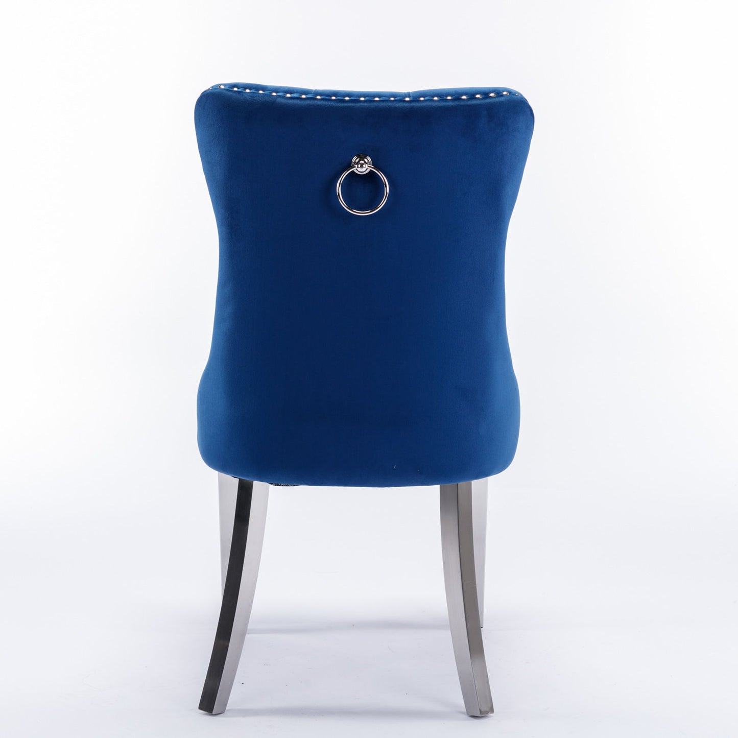 Nikki - Modern, High-End Tufted Solid Wood Contemporary Velvet Upholstered Dining Chair With Chrome Stainless Steel Plating Legs, Nailhead Trim, (Set of 2) - Blue / Chrome