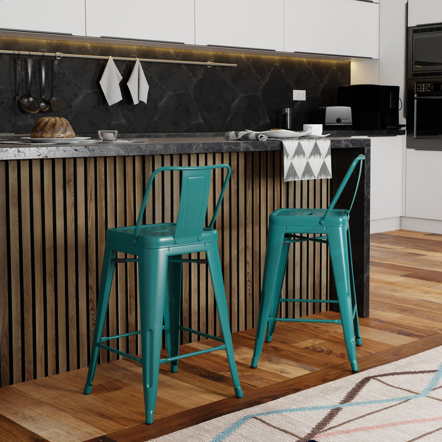 Rayne - Counter Height Stool (Set of 2) - Teal Blue