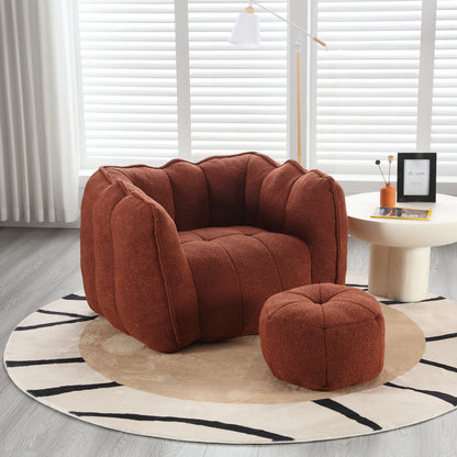 Soft Bean Bag Chair With High Resilient Foam (Chips) - Red / Brown