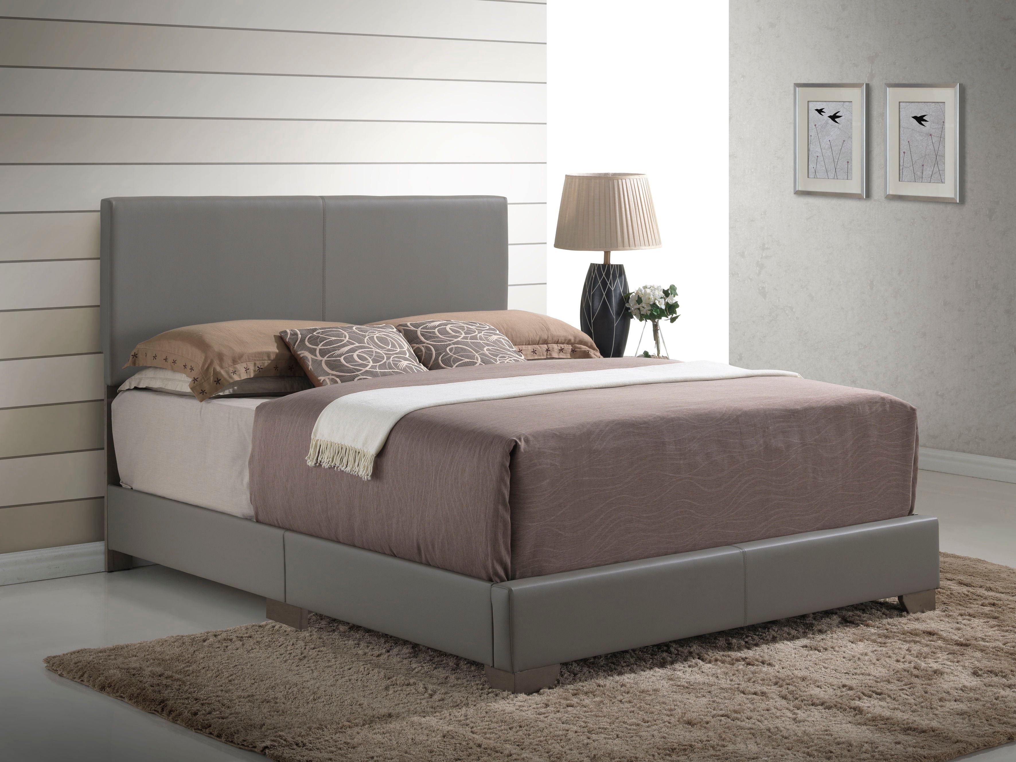 Aaron - Queen Bed - Light Gray