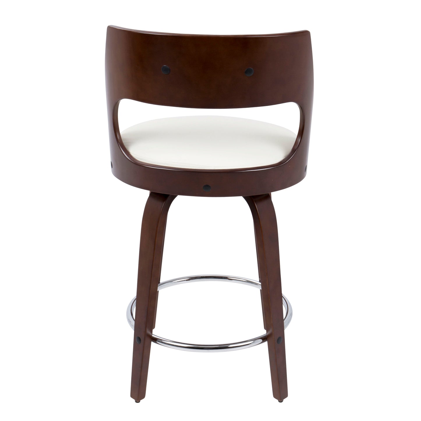Cecina - Mid-Century Modern Counter Stool With Swivel (Set of 2) - Cherry / White