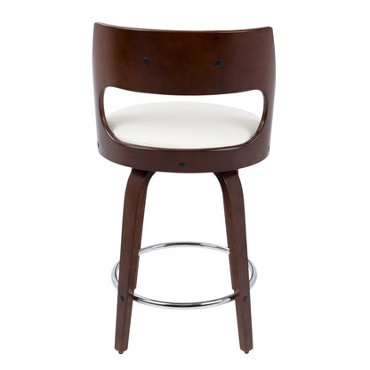 Cecina - Mid-Century Modern Counter Stool With Swivel (Set of 2) - Cherry / White