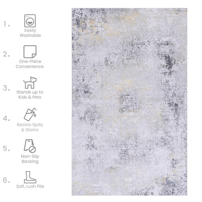 Maval - 3' X 5' Washable Area Rug - Gray