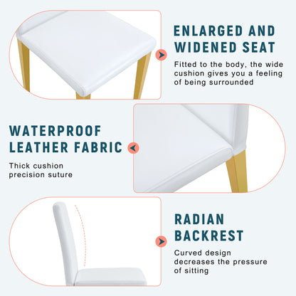 (Set of 4) Backrest Chairs With Gold Metal Legs A Perfect Match, Suitable For Minimalist And Contemporary Home Decor Styles - White / Gold