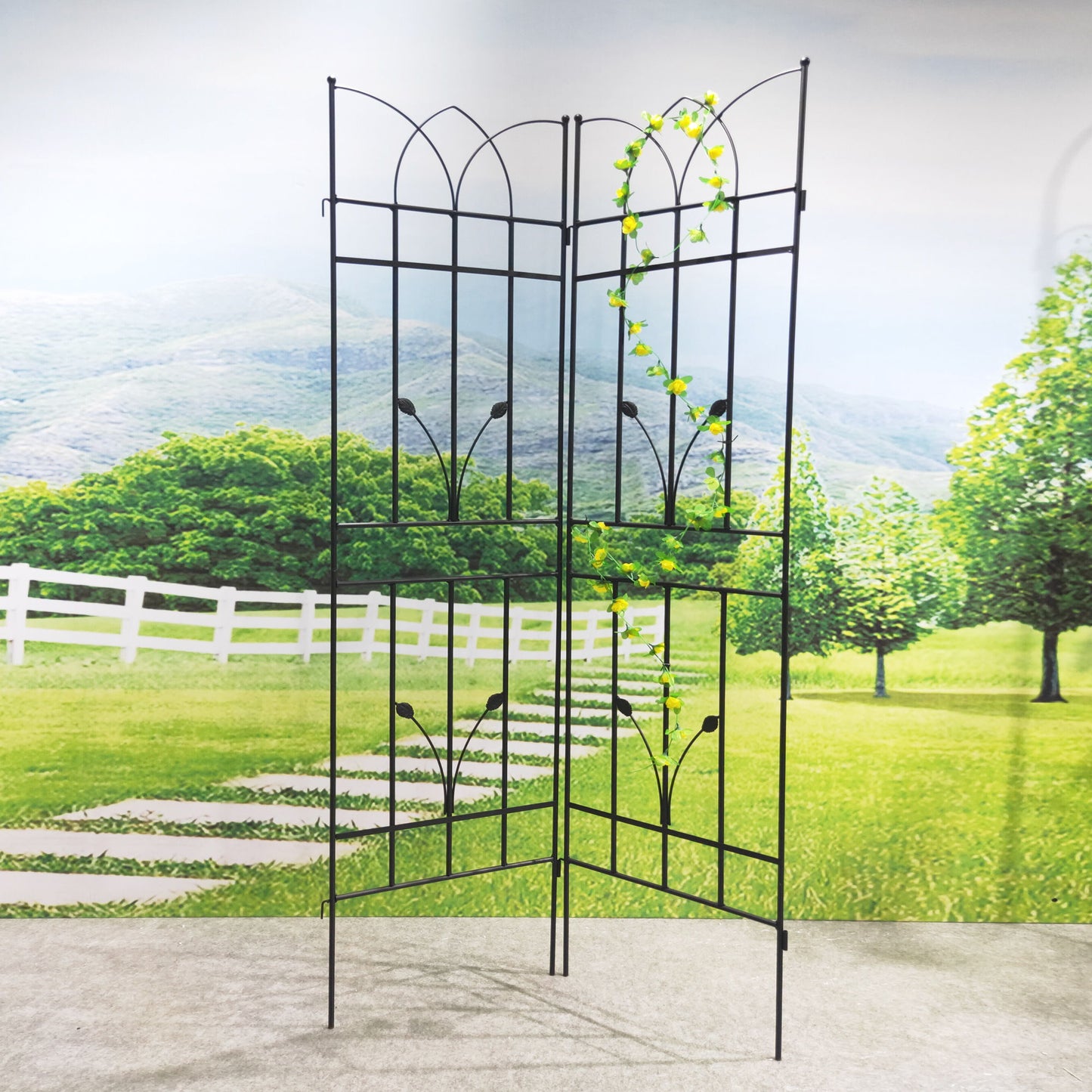 4 Pack Metal Garden Rustproof Trellis For Climbing Plants, Outdoor Flower Support - Black