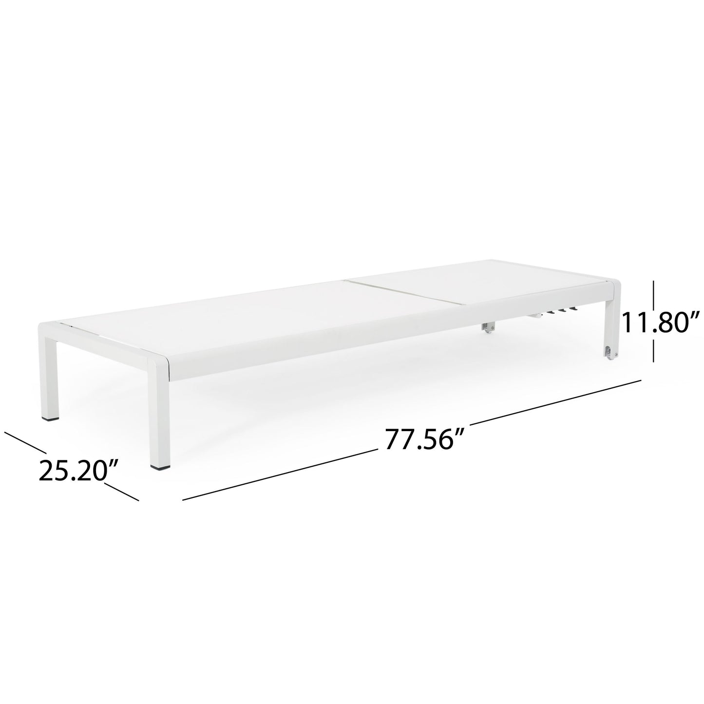 Outdoor Chaise Lounge Chair, Aluminum Adjustable Outside Chair For Pool Patio Beach Yard, All Weather Use UV Resistant 400Lbs Weight Capacity - White