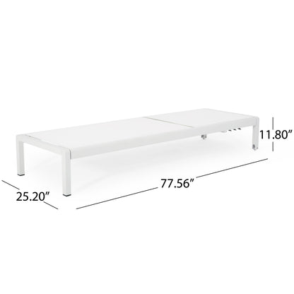 Outdoor Chaise Lounge Chair, Aluminum Adjustable Outside Chair For Pool Patio Beach Yard, All Weather Use UV Resistant 400Lbs Weight Capacity - White