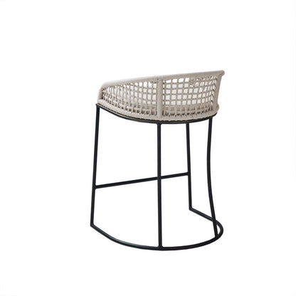Woven Counter Stool With Upholstered Seat - Natural