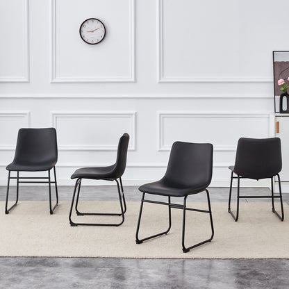 (Set of 4) Classic Chairs, A Stylish Seat Suitable For Modern Minimalist And Industrial Style Environments - Black