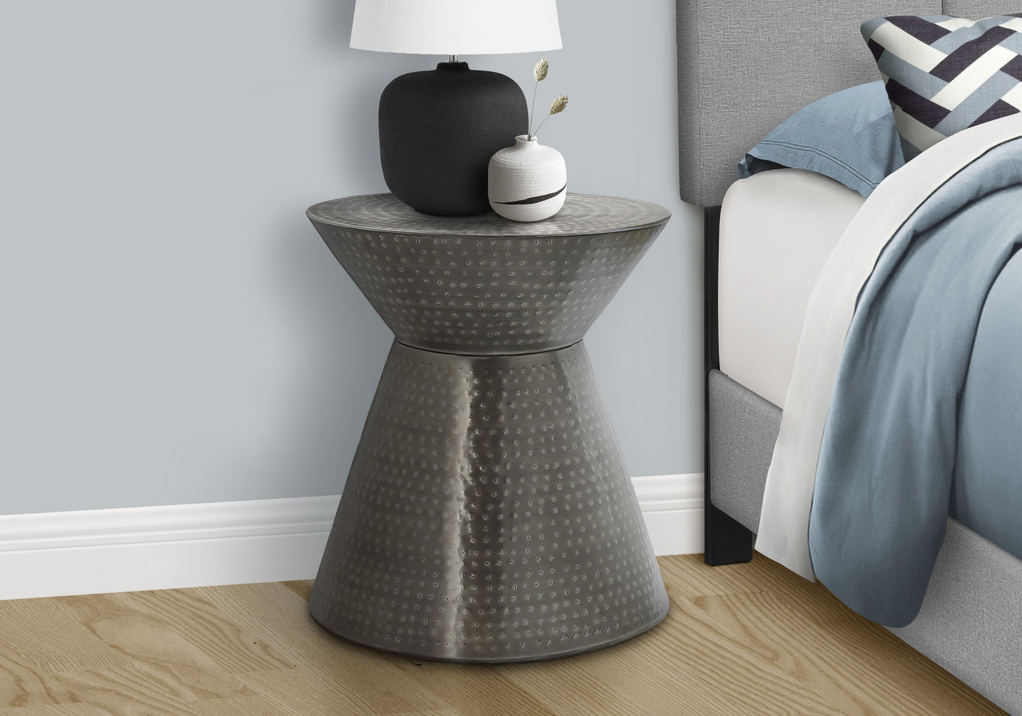 Drum Accent Side Table, Contemporary & Modern - Silver