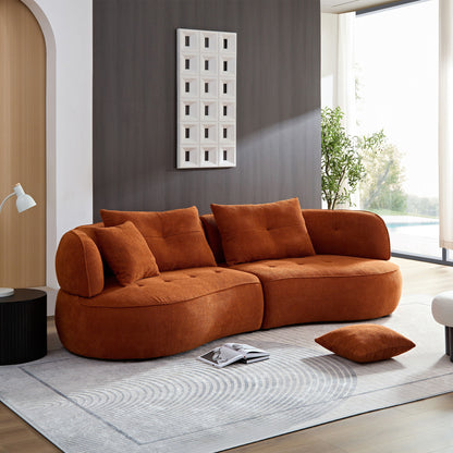 Modern Modular Sofa With Durable Fabric And Solid Wood Frame For 4 People - Orange