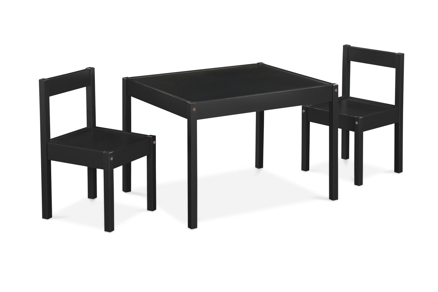 Della - 3-Piece Solid Wood Kids Table & Two Chair Set - Black