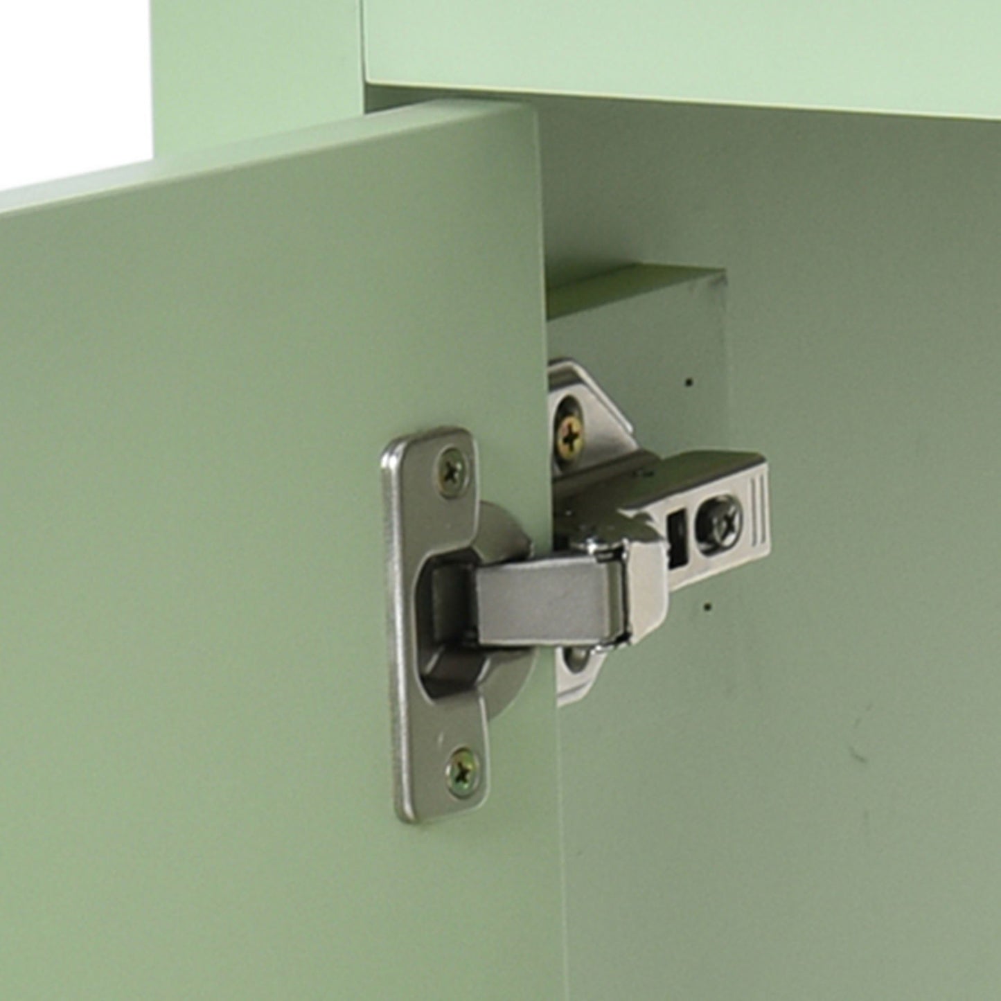 Bathroom Vanity Cabinet With Ceramic Basin, 3 Drawers And Adjustable Shelves - Green