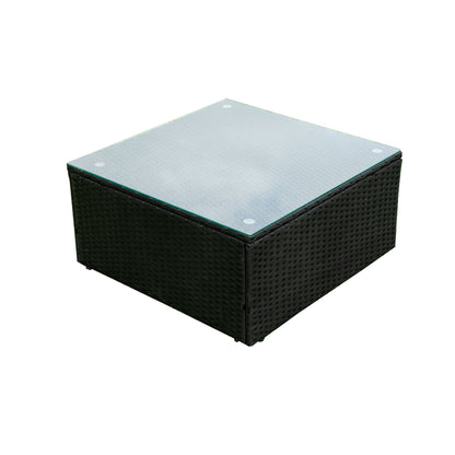 5 Pieces Rattan Sectional Outdoor Furniture Cushioned U Sof Set With 2 Pillow - Black / Blue